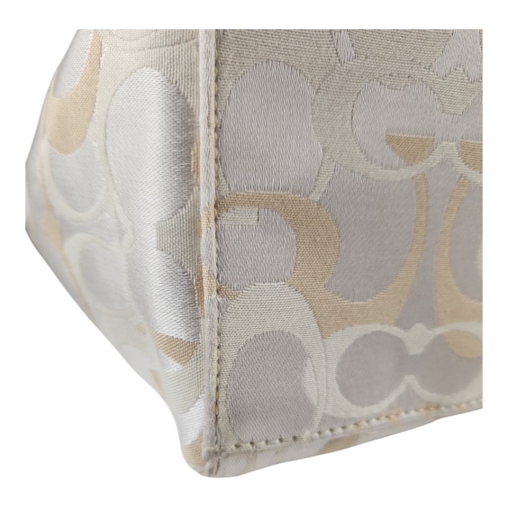 Coach Penelope Signature Cream / Gold Large Shoulder Bag Mom Tote Purse Classy - Picture 12 of 14